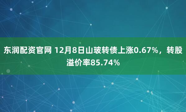 东润配资官网 12月8日山玻转债上涨0.67%，转股溢价率85.74%